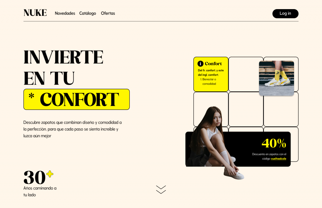 Imagen de ejemplo de un diseño web desarrollado por Quacklity donde se emplea el estilo "Brutalista"